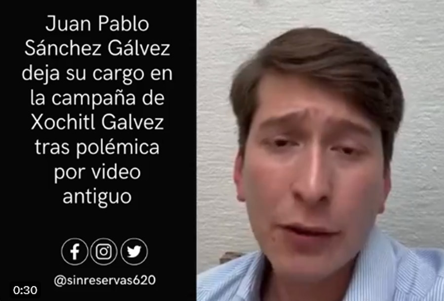 El hijo de Xóchitl Gálvez renuncia al equipo de campaña tras aparecer ebrio en un video
